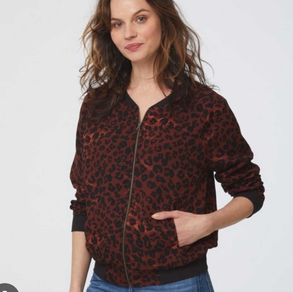 beachlunchlounge Leopard Print Jacket - Black and Brown Womens Size M